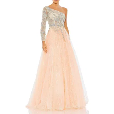 Mac Duggal Womens Embellished Tulle Evening Dress In White