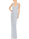 Mac Duggal Floral Embellished Column Gown In Blue