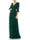 Mac Duggal Embellished A-line Gown In Green