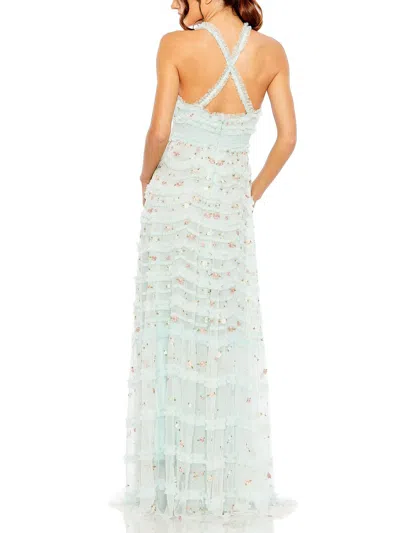 Mac Duggal Womens Embroidered Floral Evening Dress In Multi