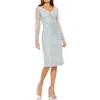 Mac Duggal Womens Embroidered Mesh Cocktail And Party Dress In Silver