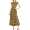 Mac Duggal Ruffle Midi-dress In Green
