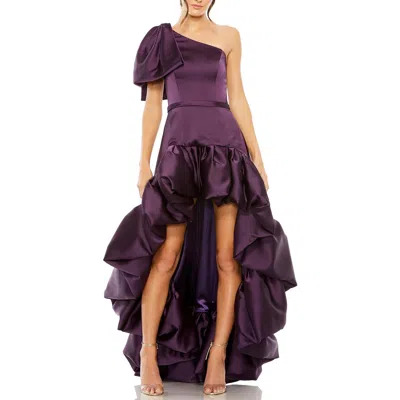 Mac Duggal Womens Hi-low Satin Cocktail And Party Dress In Purple