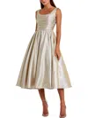 Mac Duggal Womens Iridescent Midi Cocktail And Party Dress In White