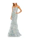 Mac Duggal Womens Lace Embellished Evening Dress In Blue