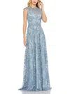 Mac Duggal Embroidered Cap Sleeve A Line Gown In Grey