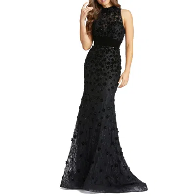 Mac Duggal Womens Lace Maxi Evening Dress In Black