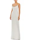 Mac Duggal Lattice Bead Sheath Gown In White