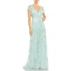 Mac Duggal Womens Open Back Manmade Evening Dress In Blue