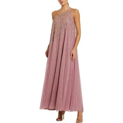 Pre-owned Mac Duggal Womens Pink Embellished One Shoulder Evening Dress Gown 16 Bhfo 1521