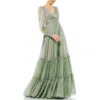 Mac Duggal Womens Pleated Chiffon Evening Dress In Multi