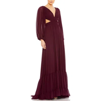Mac Duggal Womens Pleated Chiffon Evening Dress In Pink
