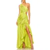 Mac Duggal Side Cut-out One-shoulder Pleated Gown In Multi