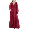 Mac Duggal Tiered Ruffle Long Sleeve Organza Gown In Pink