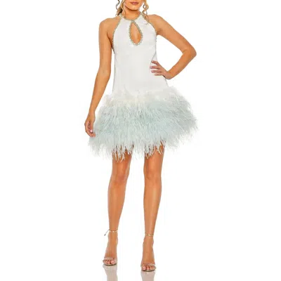 Mac Duggal Womens Rhinestone Polyester Cocktail And Party Dress In White