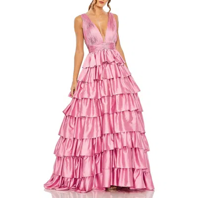 Mac Duggal Womens Ruffled Satin Evening Dress In Orchid