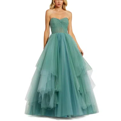 Mac Duggal Womens Ruffled Tulle Cocktail And Party Dress In Jade