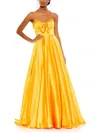 Mac Duggal Bow Sweetheart Strapless A Line Gown In Yellow