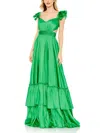 Mac Duggal Ieena Cut-out Ruffled Satin Gown In Multi