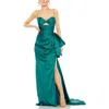 Mac Duggal Womens Satin Ruched Evening Dress In Teal