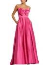 Mac Duggal Strapless A-line Bow Ballgown In Pink