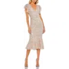 Mac Duggal Womens Sequined Calf Midi Dress