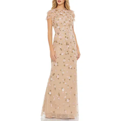 MAC DUGGAL WOMENS SEQUINED CREPE EVENING DRESS