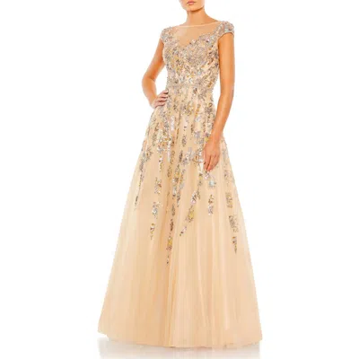 MAC DUGGAL WOMENS SEQUINED CREPE EVENING DRESS