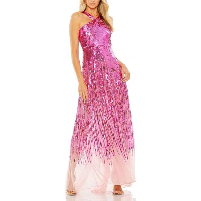 Mac Duggal Womens Sequined Crepe Evening Dress In Pink