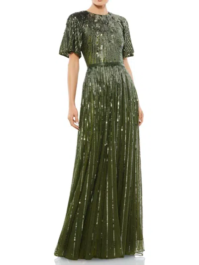 Mac Duggal Womens Sequined Formal Evening Dress In Green
