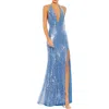 Mac Duggal Womens Sequined Halter Evening Dress In Multi