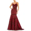 Mac Duggal Sequin Illusion Corset Trumpet Gown In White