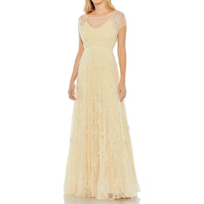 Mac Duggal Womens Sequined Manmade Evening Dress In Yellow