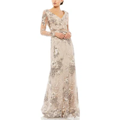 Mac Duggal Womens Sequined Maxi Evening Dress