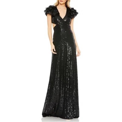MAC DUGGAL WOMENS SEQUINED MAXI EVENING DRESS