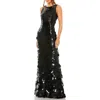 Mac Duggal Sleeveless Disc Sequin Gown In Black