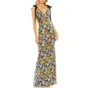Mac Duggal Embellished Bow Strap Gown In Multi