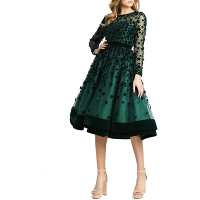Mac Duggal Womens Velvet Polyester Fit & Flare Dress In Gold