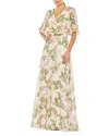 Mac Duggal Wrap Gown In Multi