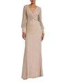 Mac Duggal Women's Pearl-embellished Long-sleeve Gown In Ivory Nude