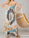 Macaron Beachy Strapless Maxi Dress In Tie Dye In Multi