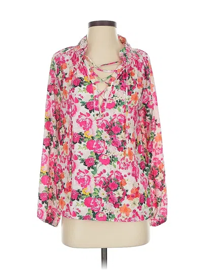 Pre-owned Macbeth Collection By Margaret Josephs Long Sleeve Blouse In Pink