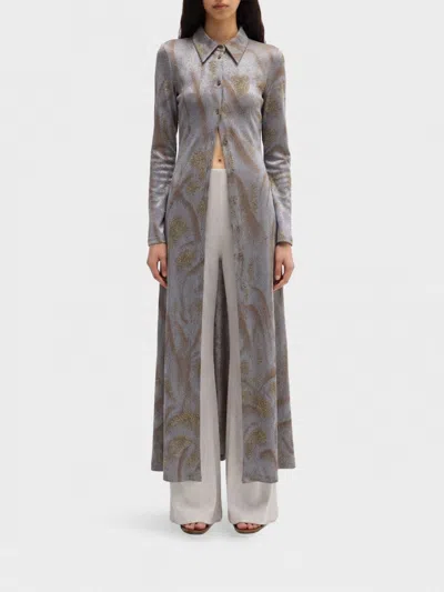 Maccapani Andre Printed Viscose Chemisier Dress In Gray