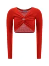 Maccapani Long Sleeved Knitted Angela Crop Top With Braided Design And In 4589