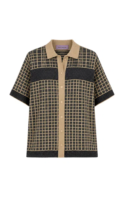 Maccapani Checked Knit Tourist Shirt In Yellow