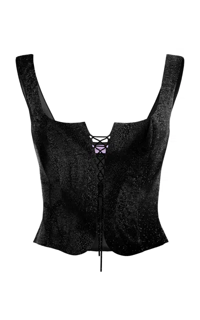 Maccapani Comfy Cotton-blend Jacquard Corset Top In Black
