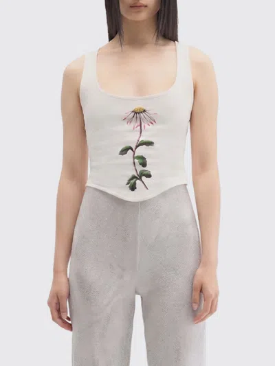 Maccapani Daisy Floral Cotton Corset Top In White