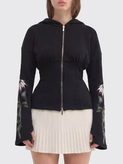 Maccapani Floral Cotton Hoodie In Black