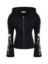 Maccapani Fleeced Cotton Sweatshirt With Floral Patterned Sleeves In Black