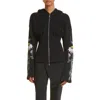 Maccapani Fleeced Cotton Sweatshirt With Floral Patterned Sleeves In Black
